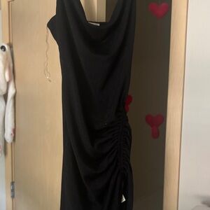 Inspired Hearts Black Ruched Mini Dress